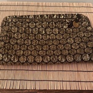 Mayle Metallic Gold and Black Textured Clutch
